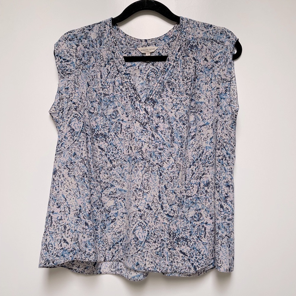 Rebecca Taylor 100% Silk Floral Blouse